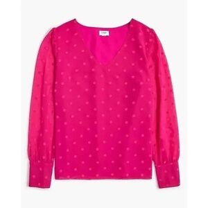 J. Crew Factory Chiffon Dotted Top - Pink, L